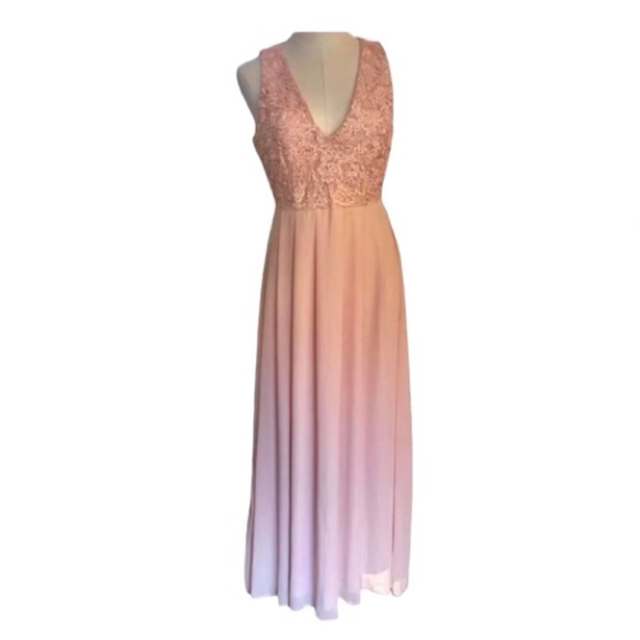 AX Paris Prom Dress Size 10 Pink Chiffon and Lace - Picture 1 of 7
